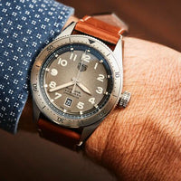 Tag Heuer Autavia Isograph Grey Dial Calfskin Brown Leather Strap Watch for Men - WBE5111.FC8267
