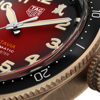 Tag Heuer Autavia Calibre 5 Chinese New Year Maroon Dial Maroon Leather Strap Watch for Men - WBE5193.FC8300