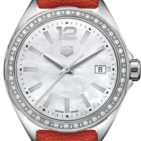 Tag Heuer Formula 1 Quartz Diamonds Mother of Pearl Dial Orange Leather Strap Watch for Women - WBJ131A.FC8250