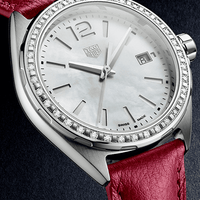 Tag Heuer Formula 1 Quartz Mother of Pearl Dial Red Leather Strap Watch for Women - WBJ131A.FC8253