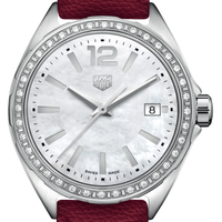 Tag Heuer Formula 1 Quartz Mother of Pearl Dial Red Leather Strap Watch for Women - WBJ131A.FC8253
