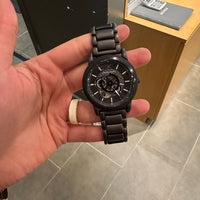 Emporio Armani Meccanico Automatic Black Dial Black Steel Strap Watch For Men - AR60010