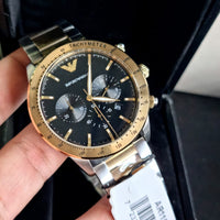 Emporio Armani Analog Chronograph Black Dial Two Tone Steel Strap Watch For Men - AR11521