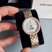 Emporio Armani Rosa Mother of Pearl Dial Rose Gold Steel Strap Watch For Women - AR11462