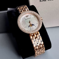 Emporio Armani Rosa Mother of Pearl Dial Rose Gold Steel Strap Watch For Women - AR11462