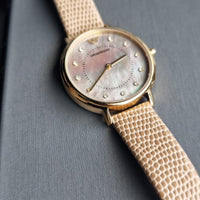 Emporio Armani Kappa Quartz Mother of Pearl Taupe Dial Brown Leather Strap Watch For Men - AR11151
