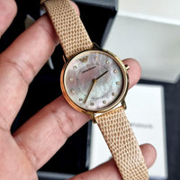 Emporio Armani Kappa Quartz Mother of Pearl Taupe Dial Brown Leather Strap Watch For Men - AR11151