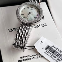 Emporio Armani Rosa Quartz White Dial Silver Steel Strap Watch For Women - AR11354