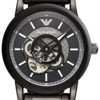 Emporio Armani Meccanico Automatic Black Dial Black Steel Strap Watch For Men - AR60010