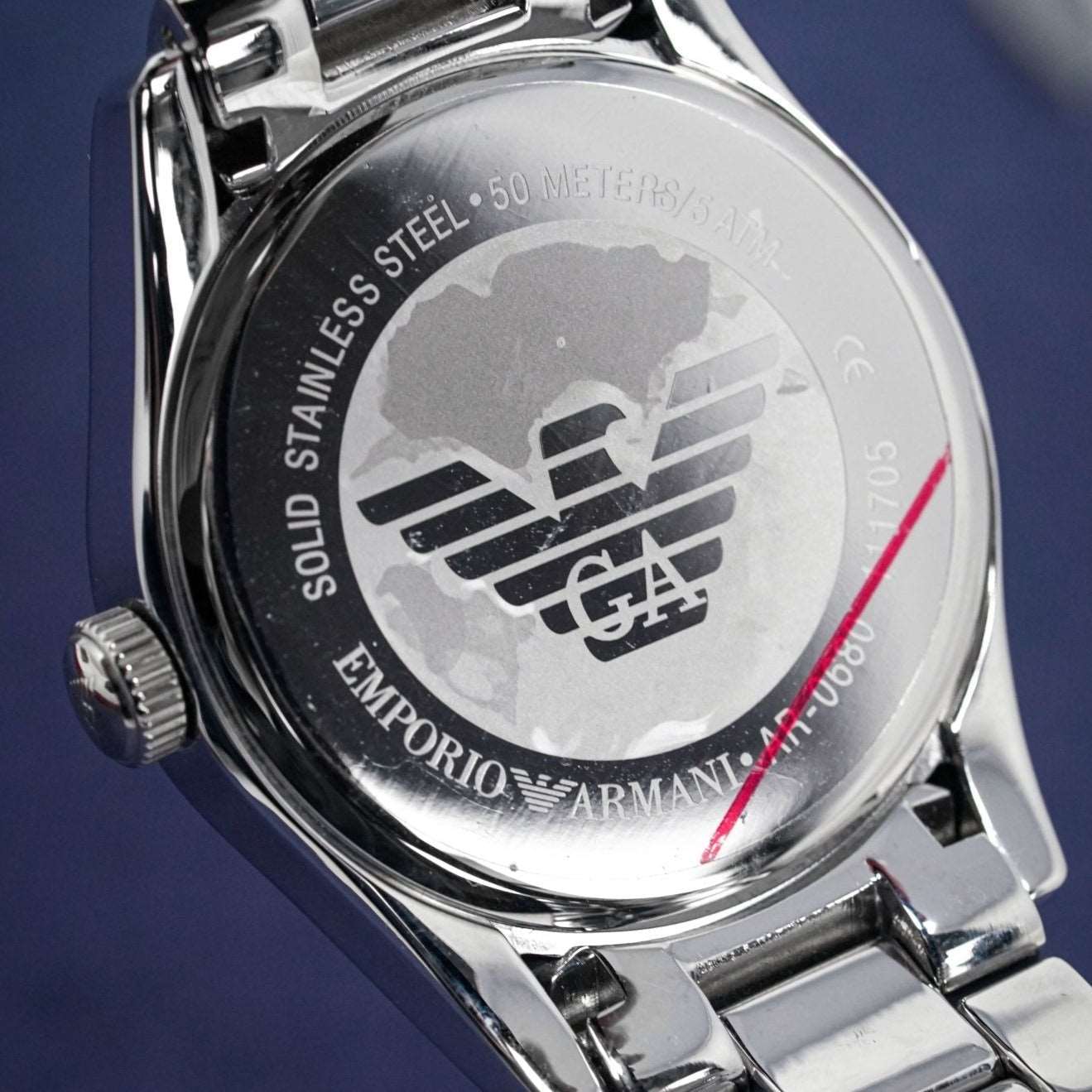 Emporio Armani AR0680 Men's Valente Black Dial Stainless Steel Watch