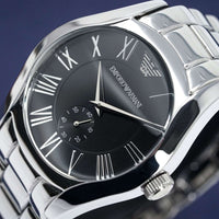 Emporio Armani AR0680 Men's Valente Black Dial Stainless Steel Watch