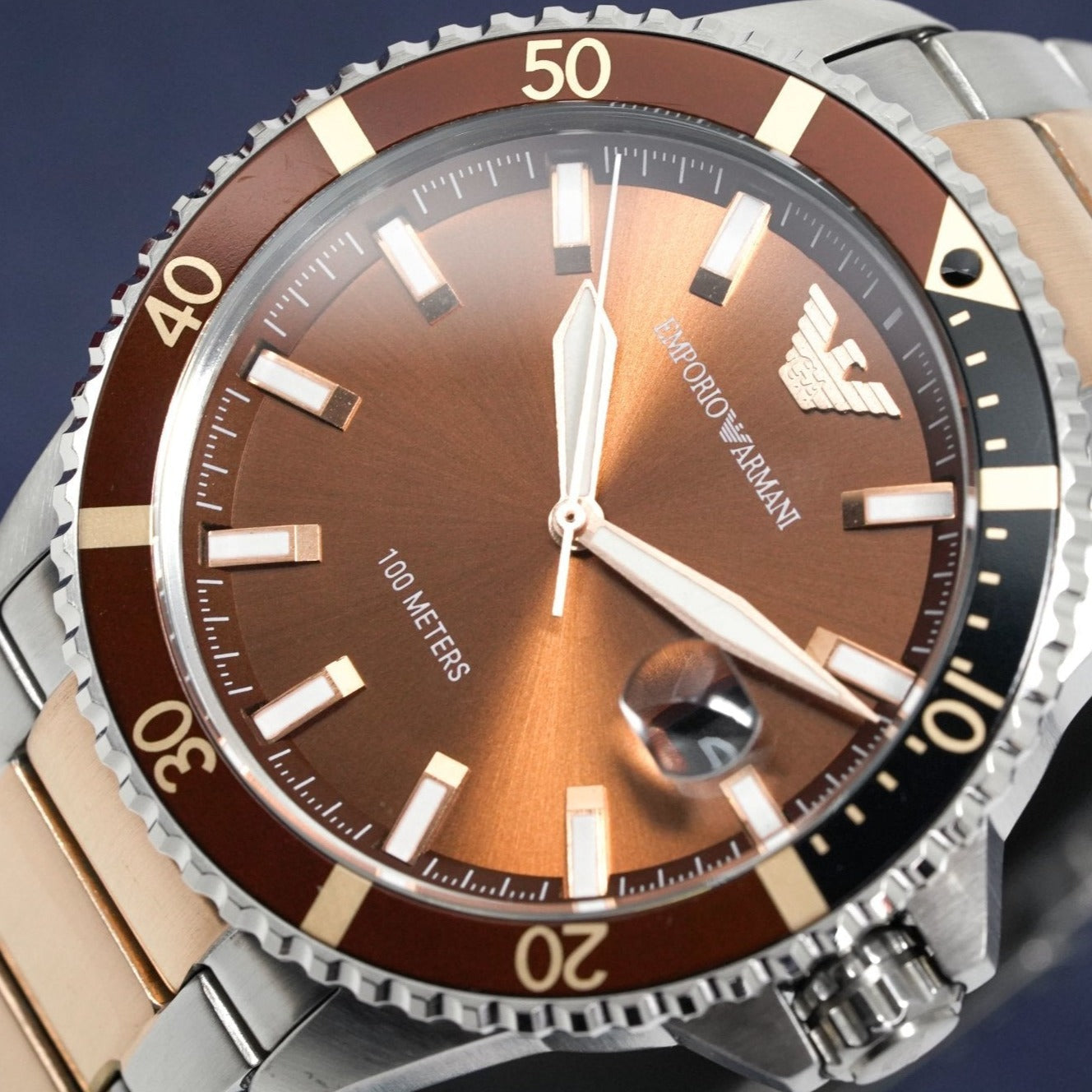 Emporio Armani AR11340 Men's Diver Two Tone Rose Gold Watch