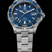 Tag Heuer Aquaracer Calibre 5 Automatic Blue Dial Silver Steel Strap Watch for Men - WAK2111.BA0830