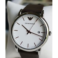 Emporio Armani Herren White Dial Brown Leather Strap Watch For Men - AR11103
