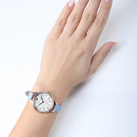 Emporio Armani Aurora Quartz Mother of Pearl White Dial Blue Leather Strap Watch For Women - AR11109