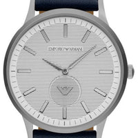 Emporio Armani Renato White DIal Blue Leather Strap Watch For Men - AR11119