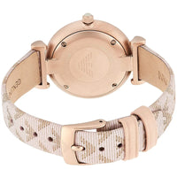 Emporio Armani Analog Grey Dial Pink Leather Strap Watch For Women - AR11126