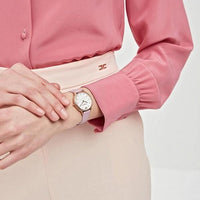 Emporio Armani Kappa Mother Of Pearl White Dial Pink Leather Strap Watch For Women - AR11130