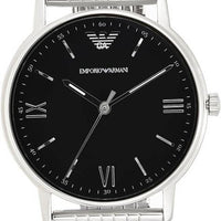 Emporio Armani Kappa Black Dial Silver Steel Strap Watch For Men - AR11152