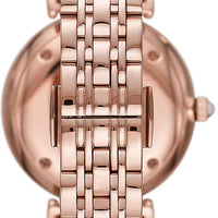 Emporio Armani Gianni T Bar Quartz Mother of Pearl Dial Rose Gold Steel Strap Watch For Women - AR11385