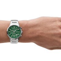 Emporio Armani Renato Chronograph Green Dial Silver Steel Strap Watch For Men - AR11507