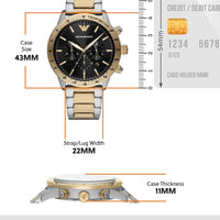 Emporio Armani Analog Chronograph Black Dial Two Tone Steel Strap Watch For Men - AR11521