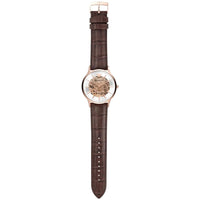 Emporio Armani Meccanico Automatic Silver Dial Brown Leather Strap Watch For Men - AR60039