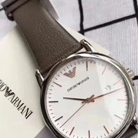 Emporio Armani Kappa Quartz White Dial Brown Leather Strap Watch For Men - AR80006