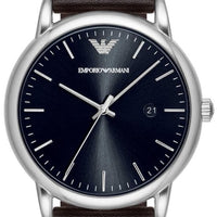 Emporio Armani Kappa Quartz Black Dial Brown Leather Strap Watch For Men - AR80008