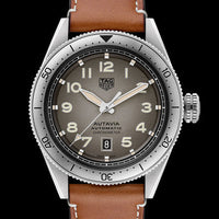 Tag Heuer Autavia Isograph Grey Dial Calfskin Brown Leather Strap Watch for Men - WBE5111.FC8267