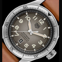 Tag Heuer Autavia Isograph Grey Dial Calfskin Brown Leather Strap Watch for Men - WBE5111.FC8267
