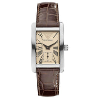 Emporio Armani AR0154 Men's Rectangular Beige Dial Brown Leather Strap Watch