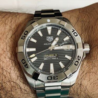 Tag Heuer Aquaracer Calibre 5 Grey Dial Silver Steel Strap Watch for Men - WBD2113.BA0928