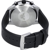 Emporio Armani Mario Chronograph Blue Dial Black Leather Strap Watch For Men - AR11522