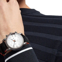 Emporio Armani Chronograph Quartz Grey Dial Black Leather Strap Watch For Men - AR11174