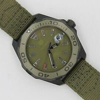 Tag Heuer Aquaracer Automatic Green Dial Khakhi Green Nylon Strap Watch for Men - WAY208E.FC8222