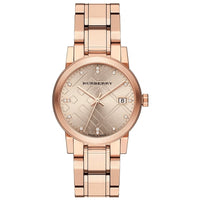 Burberry Ladies Watch Diamond 34mm Check Stamped Rose Gold PVD BU9126