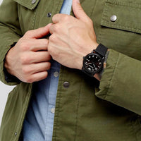 Emporio Armani Luigi Quartz Black Dial Black Silicon Strap Watch For Men - AR11071