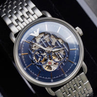 Emporio Armani Aviator Multifunction Blue Dial Silver Mesh Bracelet Watch For Men - AR60024