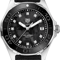 Tag Heuer Aquaracer Quartz Mother of Pearl Black Dial Black NATO Strap Watch for Women - WAY131M.FT6092