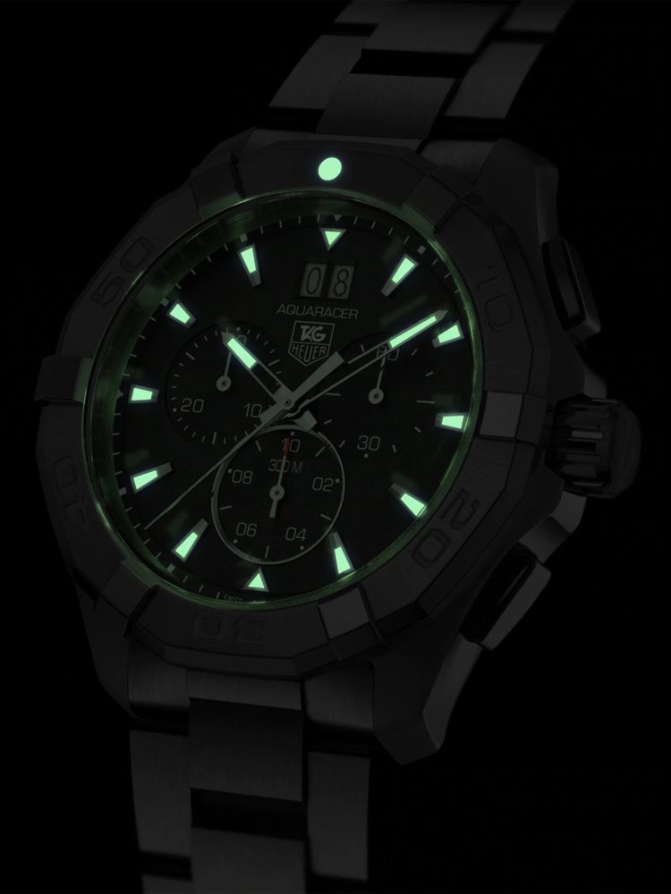 Tag Heuer Aquaracer Chronograph Black Dial Silver Steel Strap Watch for Men - CAY1110.BA0927