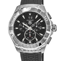 Tag Heuer Aquaracer Chronograph Black Dial Black Rubber Strap Watch for Men - CAY1110.FT6041