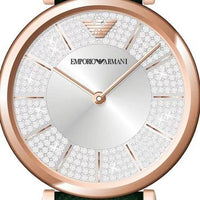 Emporio Armani Pro Planet Analog Silver Dial Green Leather Strap Watch For Women - AR11517