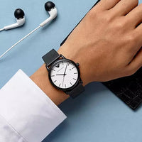 Emporio Armani Luigi White Dial Black Mesh Bracelet Watch For Men - AR11046