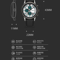 Emporio Armani Renato Chronograph Silver Dial Black Leather Strap Watch for Men - AR11473