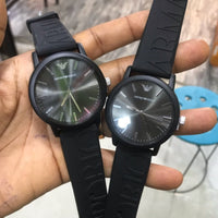 Emporio Armani Luigi Quartz Black Dial Black Silicon Strap Watch For Men - AR11071