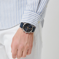 Emporio Armani Luigi Chronograph Blue Dial Blue Leather Strap Watch For Men - AR11451