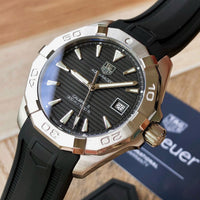 Tag Heuer Aquaracer Automatic Caliber 5 Black Dial Black Rubber Strap Watch for Men - WAY2110.FT8021