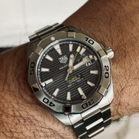 Tag Heuer Aquaracer Calibre 5 Grey Dial Silver Steel Strap Watch for Men - WBD2113.BA0928