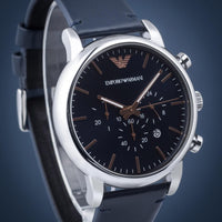 Emporio Armani Luigi Chronograph Blue Dial Blue Leather Strap Watch For Men - AR11451